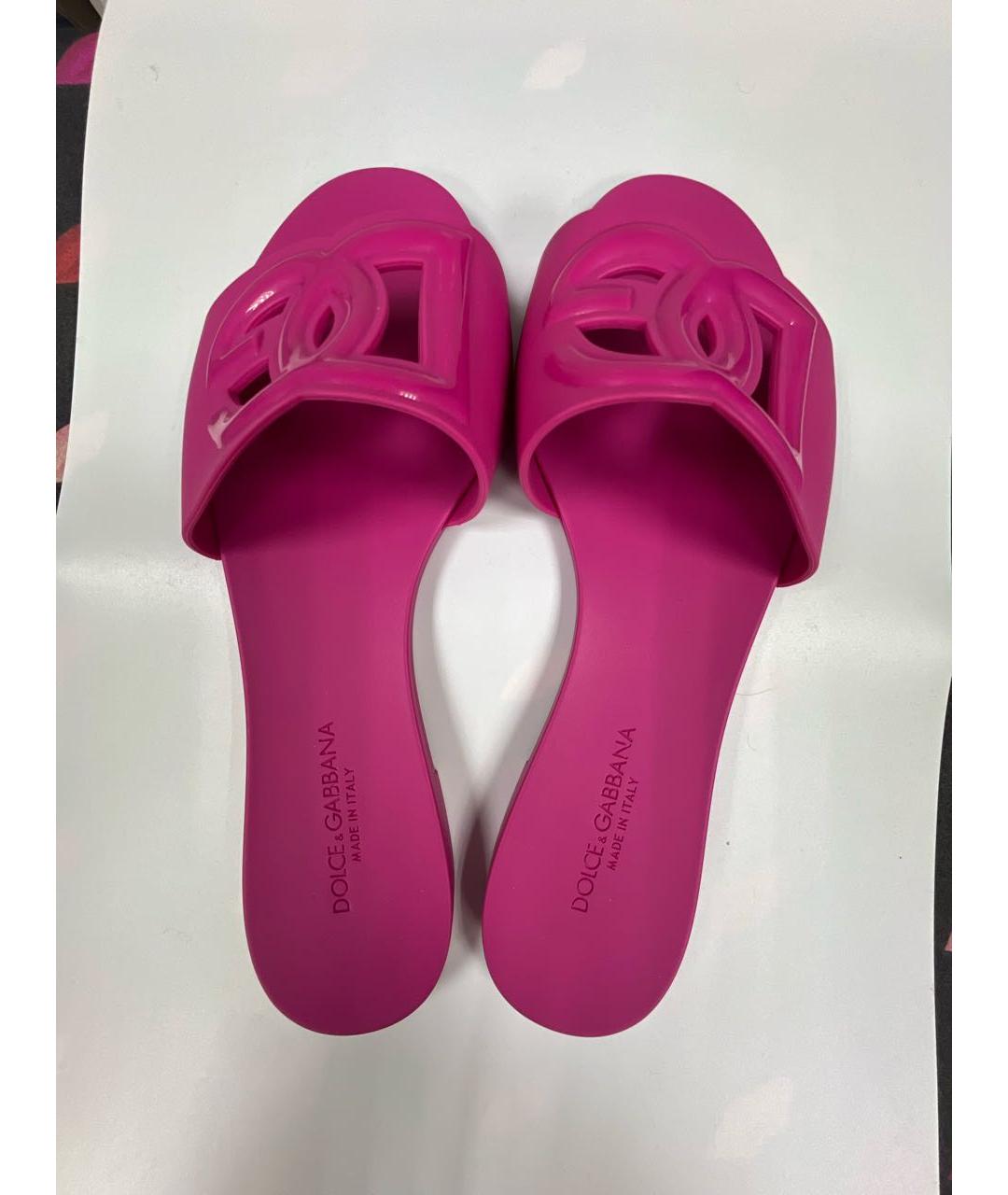 DOLCE&GABBANA Фуксия резиновые шлепанцы, фото 3