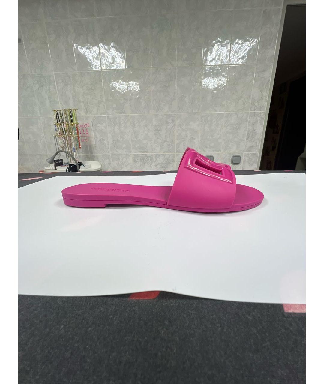 DOLCE&GABBANA Фуксия резиновые шлепанцы, фото 9