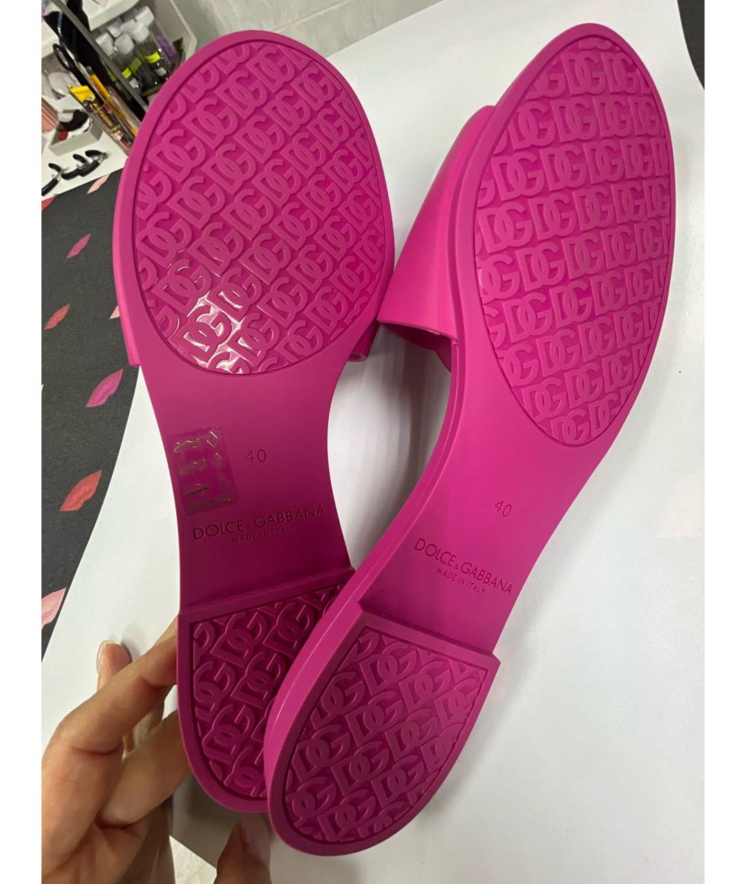 DOLCE&GABBANA Фуксия резиновые шлепанцы, фото 5