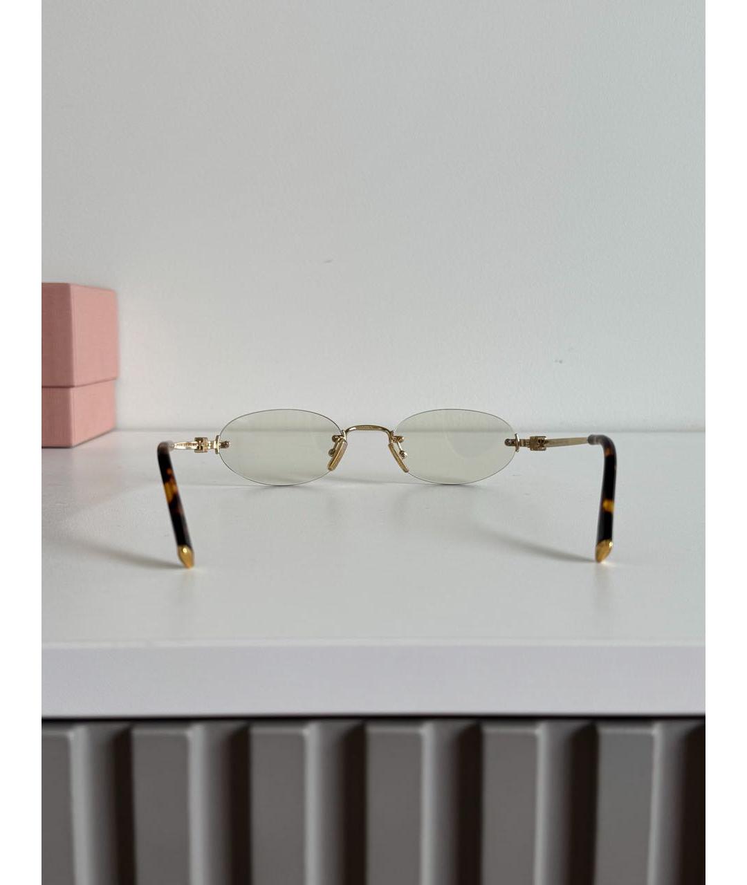 MIU MIU Золотые металлические солнцезащитные очки, фото 6