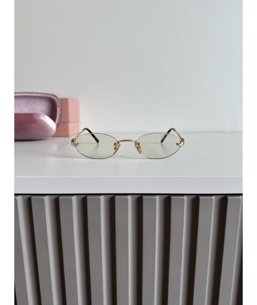 MIU MIU Золотые металлические солнцезащитные очки, фото 4