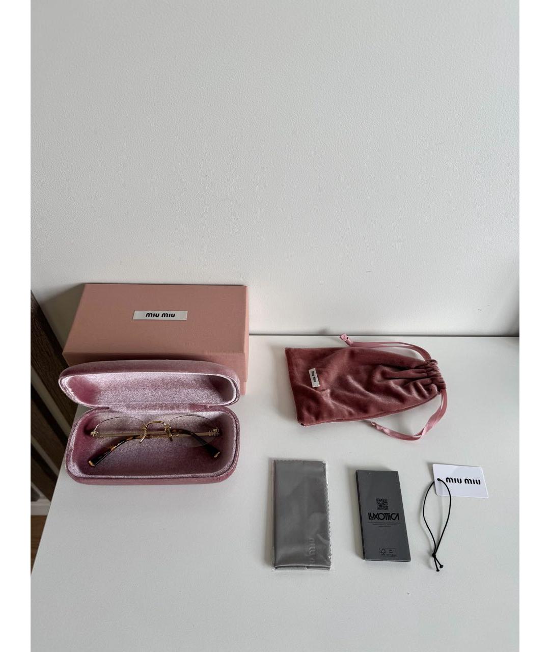 MIU MIU Золотые металлические солнцезащитные очки, фото 3