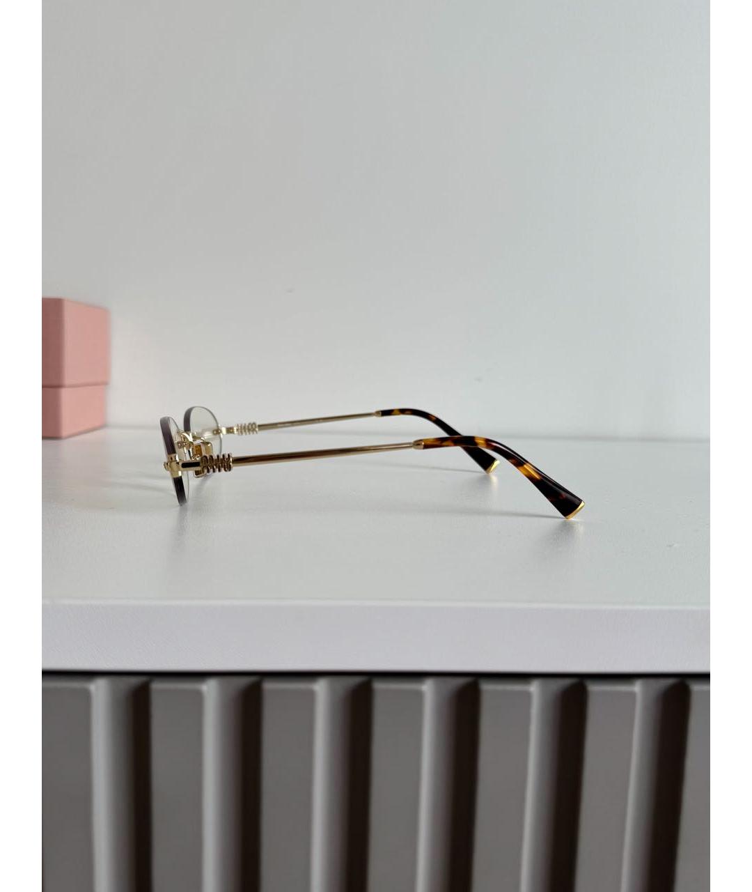 MIU MIU Золотые металлические солнцезащитные очки, фото 5