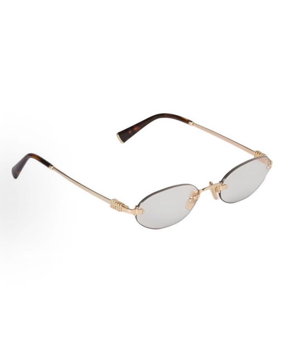 MIU MIU Золотые металлические солнцезащитные очки, фото 9