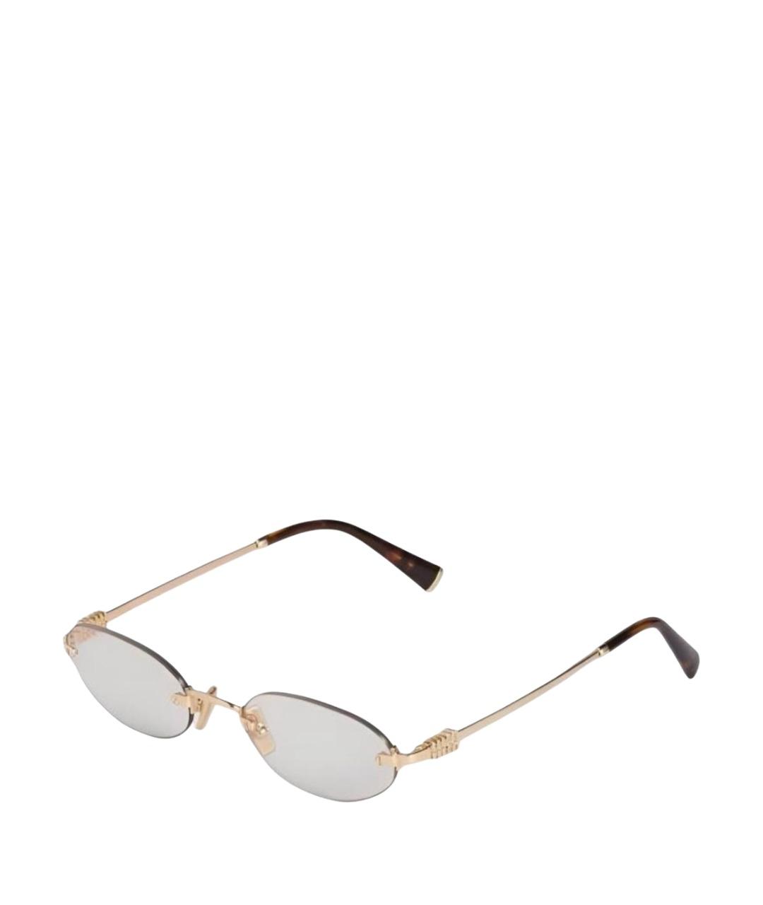 MIU MIU Золотые металлические солнцезащитные очки, фото 1