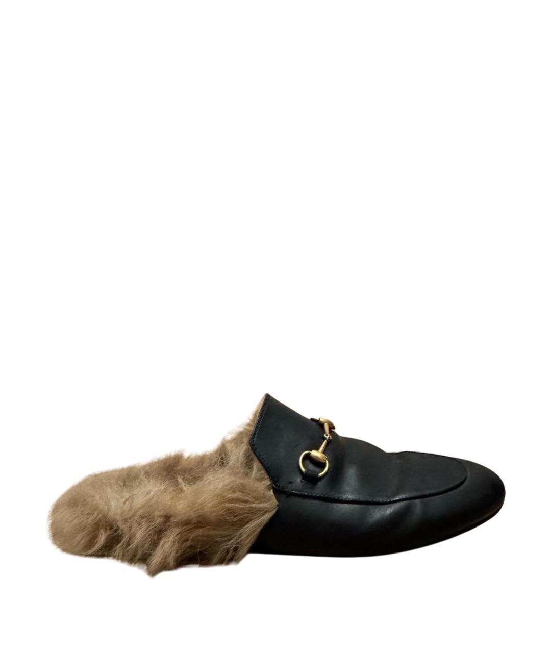 GUCCI Черные кожаные мюли, фото 1