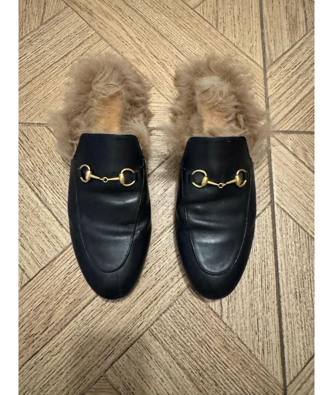 GUCCI Черные кожаные мюли, фото 2