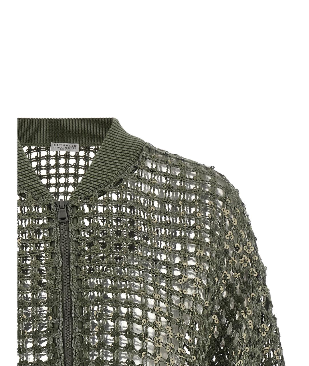 BRUNELLO CUCINELLI Зеленый шелковый кардиган, фото 3