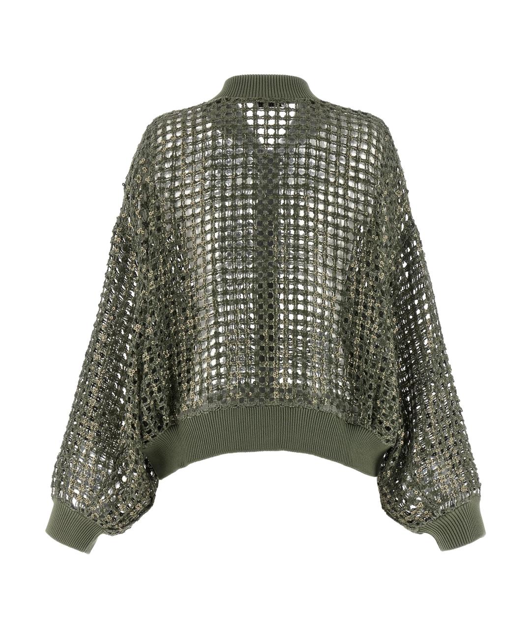 BRUNELLO CUCINELLI Зеленый шелковый кардиган, фото 2