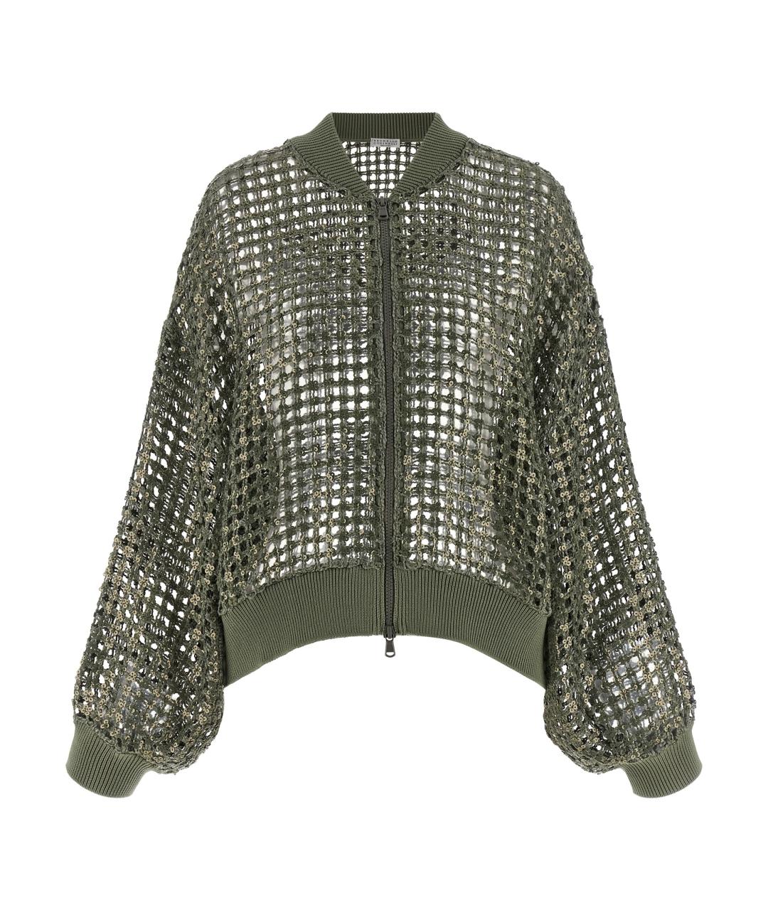 BRUNELLO CUCINELLI Зеленый шелковый кардиган, фото 1