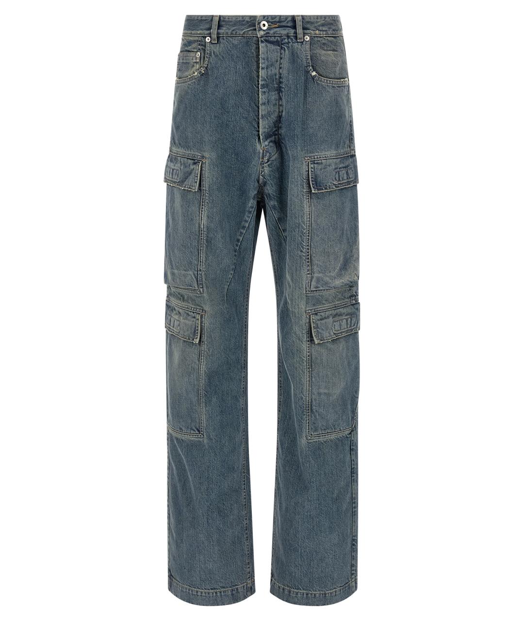 RICK OWENS DRKSHDW Голубые хлопковые прямые джинсы, фото 1