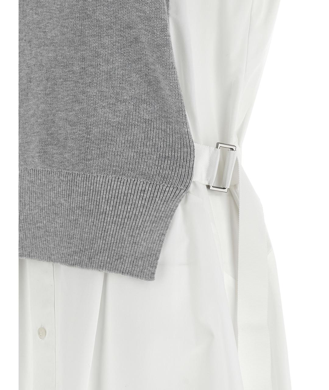 SACAI Белое хлопковое повседневное платье, фото 4