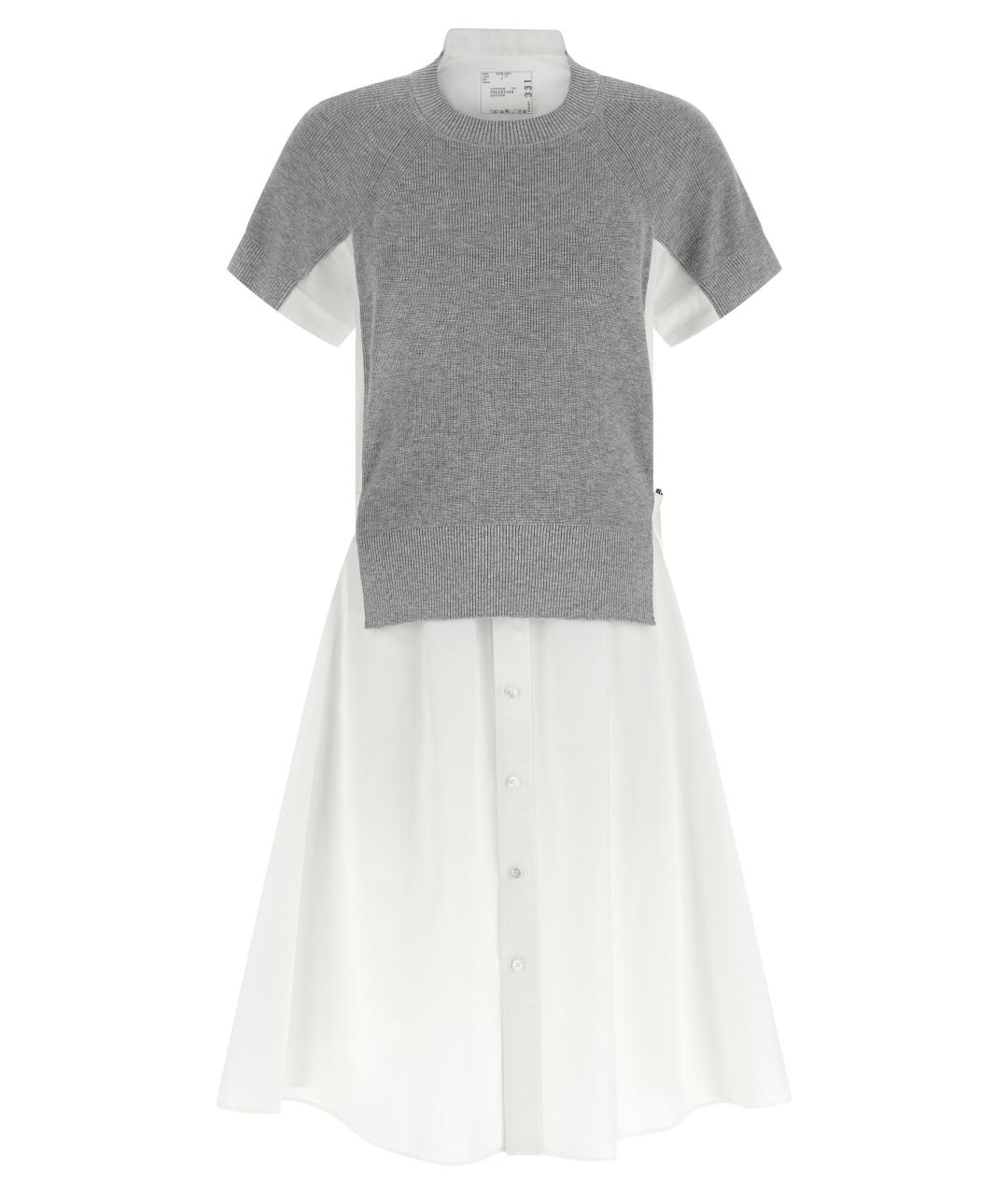 SACAI Белое хлопковое повседневное платье, фото 1