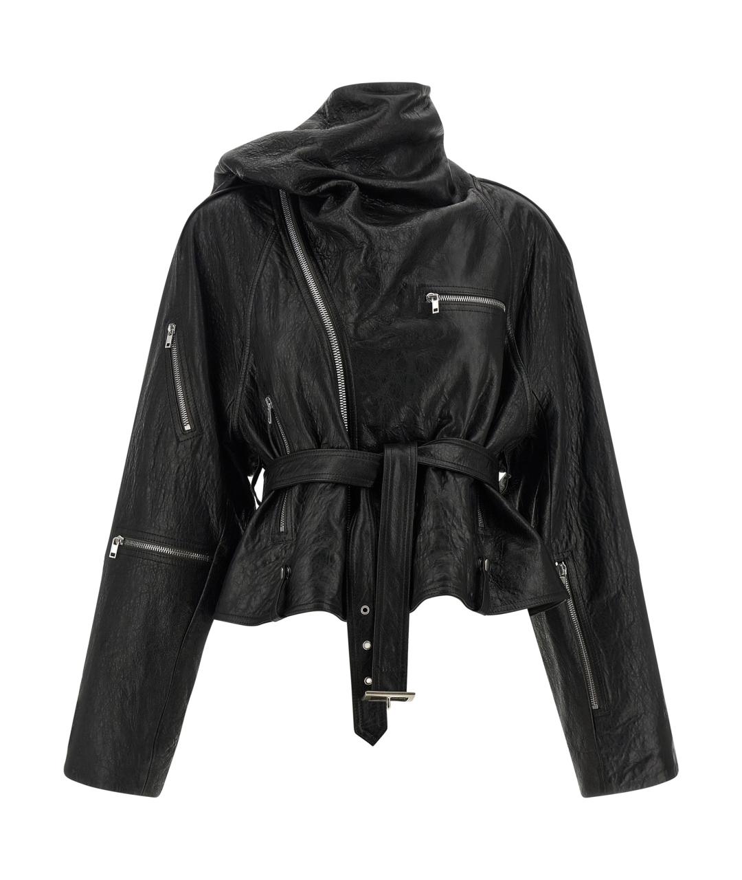 RICK OWENS Черная кожаная куртка, фото 2