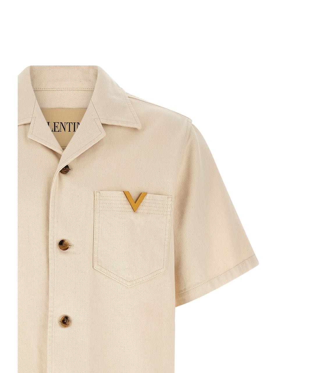 VALENTINO Бежевая хлопковая кэжуал рубашка, фото 3