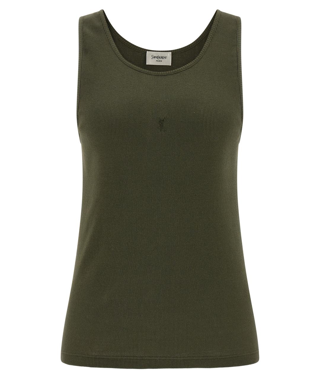 SAINT LAURENT Зеленая хлопковая майка, фото 1