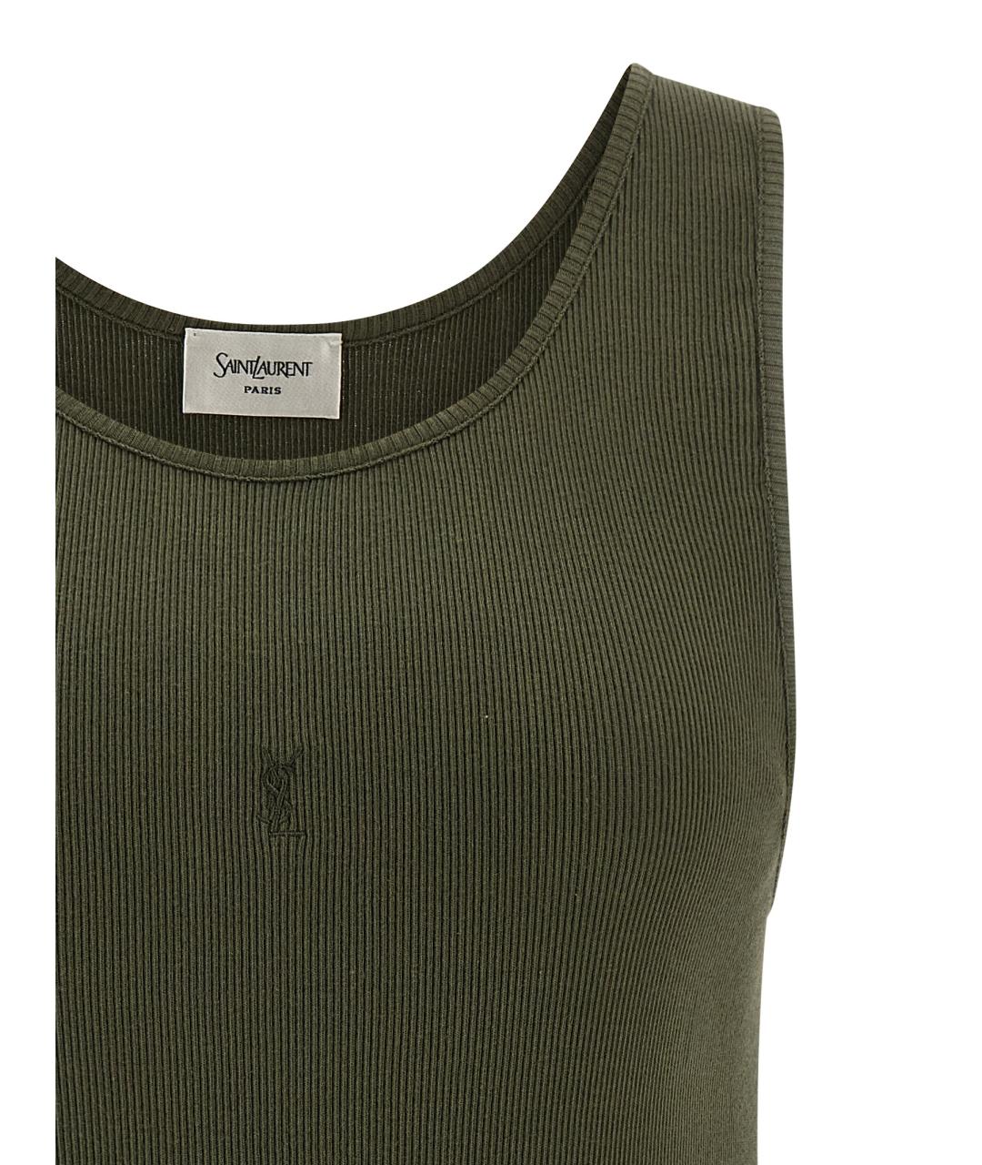 SAINT LAURENT Зеленая хлопковая майка, фото 3