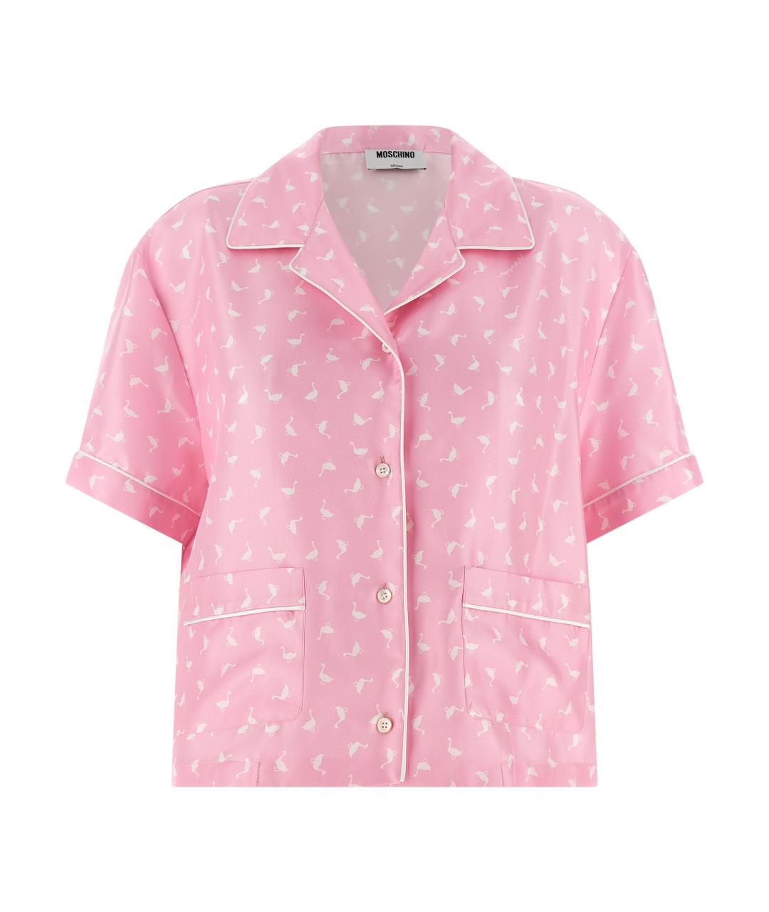 MOSCHINO Розовая шелковая рубашка, фото 1