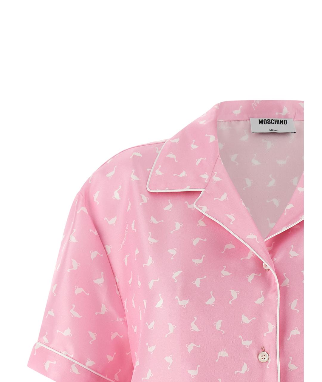 MOSCHINO Розовая шелковая рубашка, фото 3