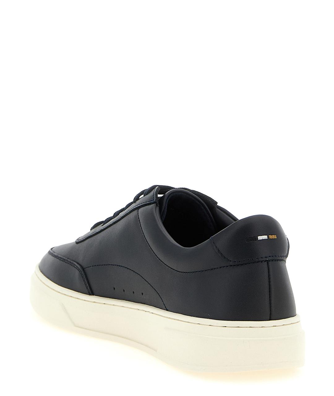 HUGO BOSS Темно-синие кожаные низкие кроссовки / кеды, фото 3