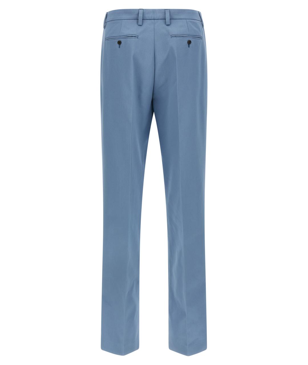 PRADA Голубые хлопковые прямые брюки, фото 2