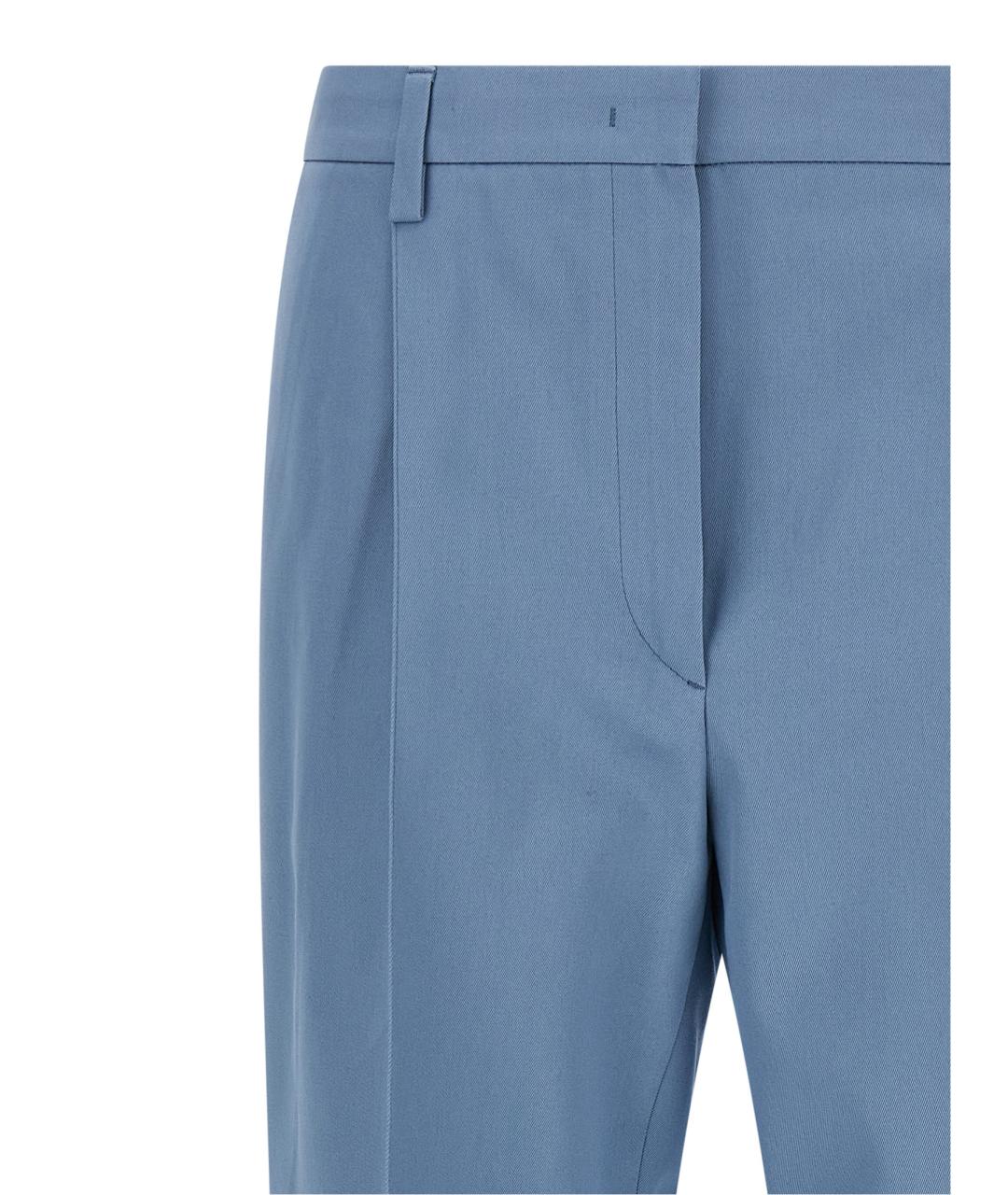 PRADA Голубые хлопковые прямые брюки, фото 3