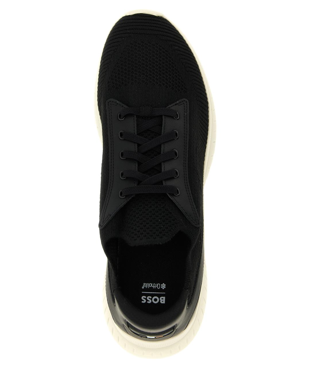 HUGO BOSS Черные текстильные низкие кроссовки / кеды, фото 4