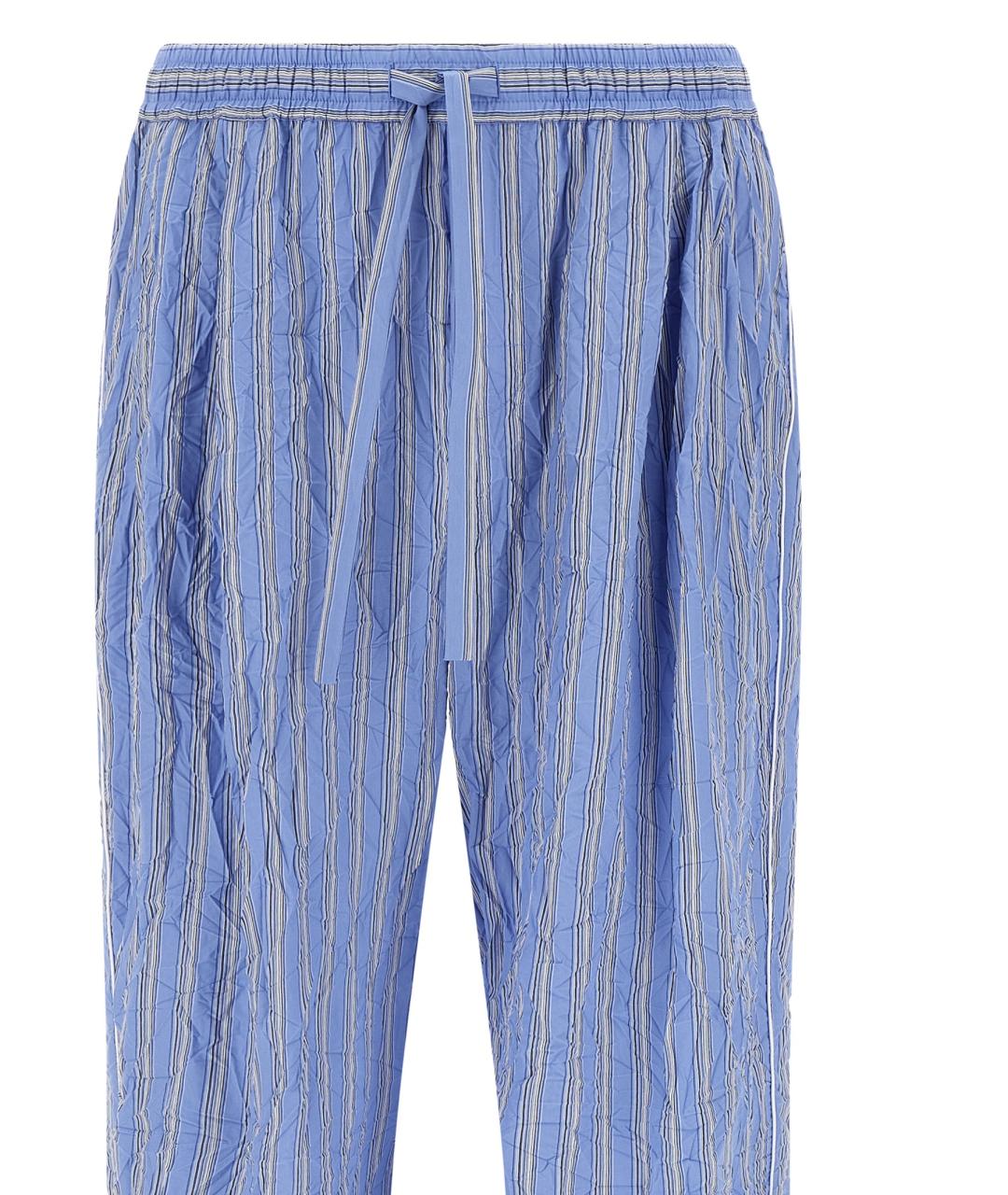 DOLCE&GABBANA Голубые хлопковые повседневные брюки, фото 4