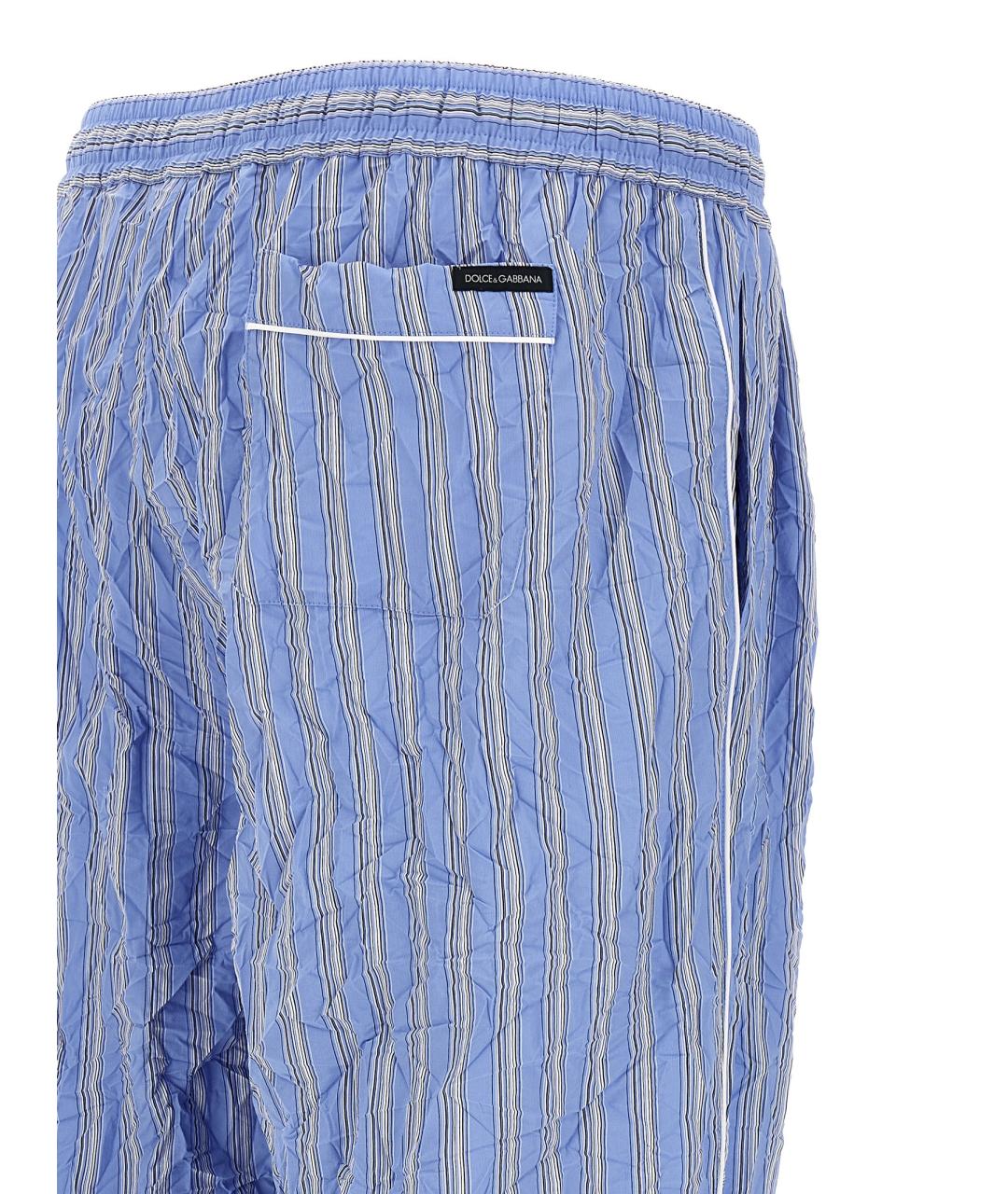 DOLCE&GABBANA Голубые хлопковые повседневные брюки, фото 5