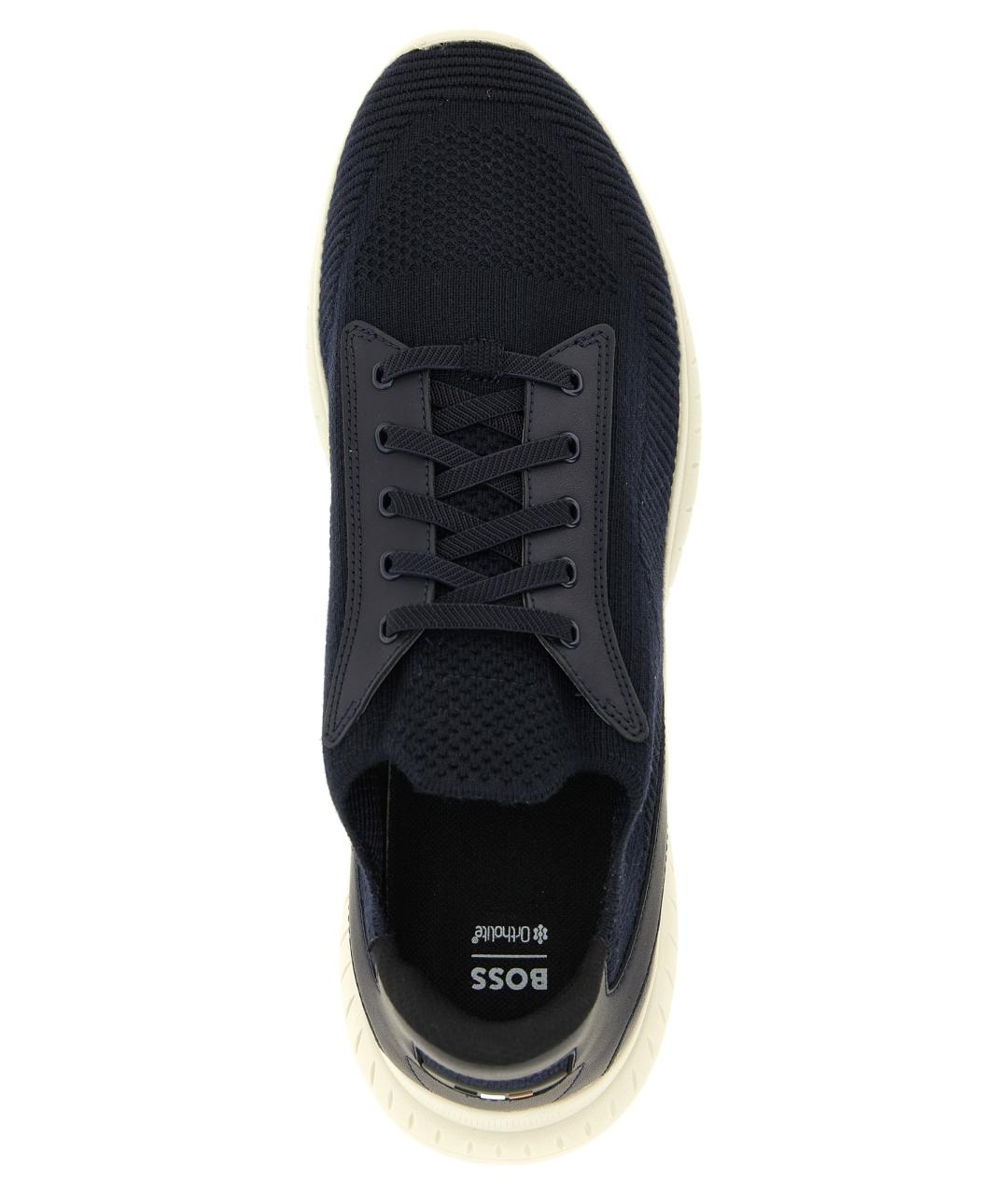 HUGO BOSS Темно-синие текстильные низкие кроссовки / кеды, фото 4