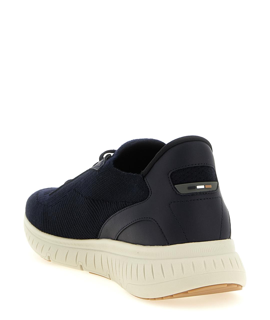 HUGO BOSS Темно-синие текстильные низкие кроссовки / кеды, фото 3