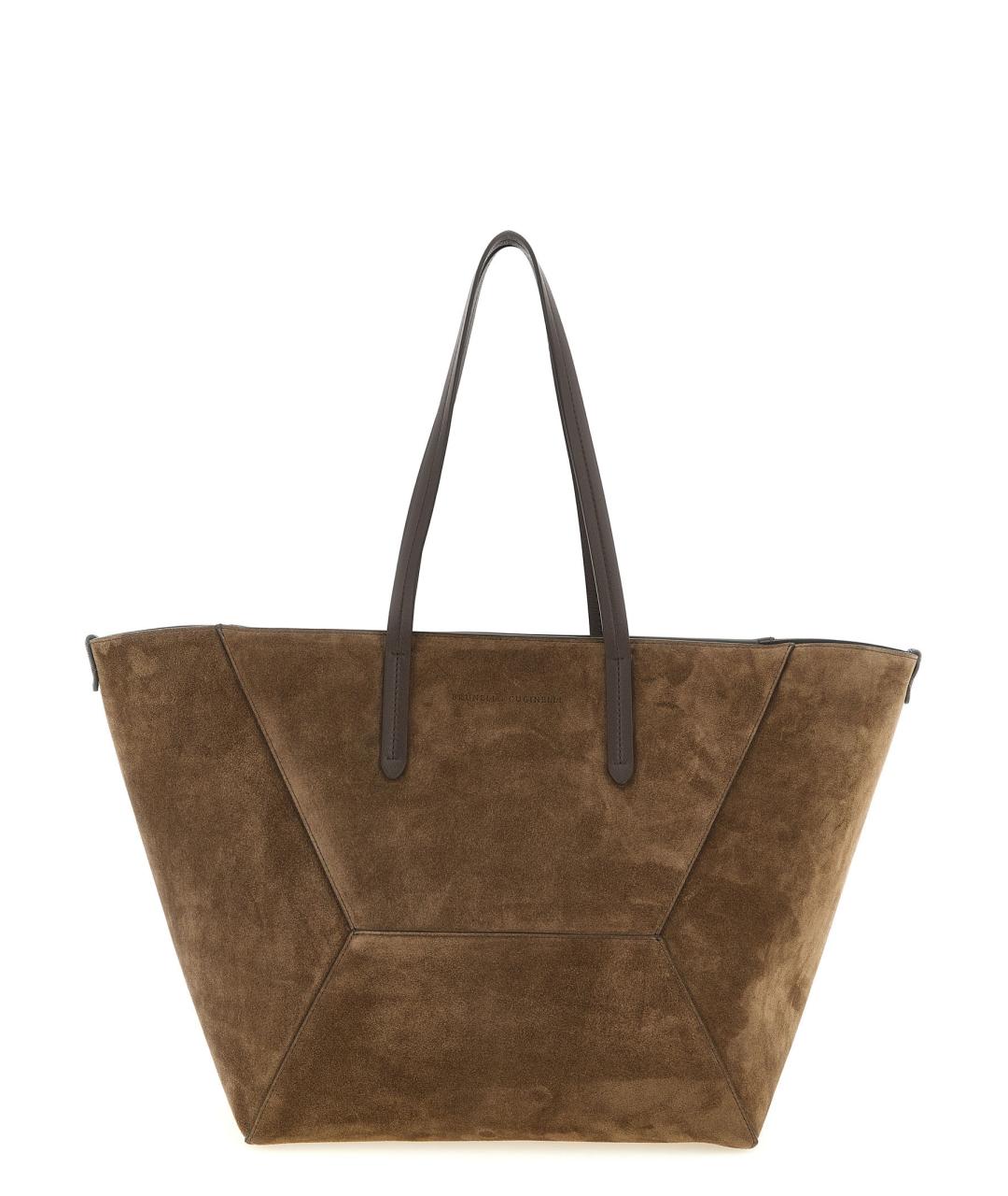 BRUNELLO CUCINELLI Коричневая замшевая сумка тоут, фото 1