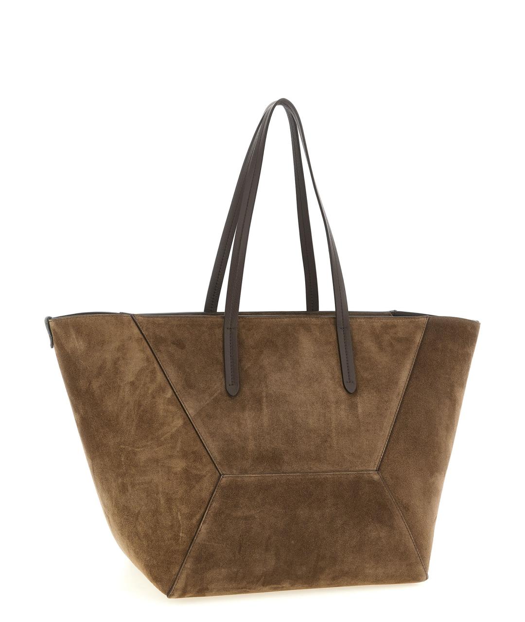 BRUNELLO CUCINELLI Коричневая замшевая сумка тоут, фото 2