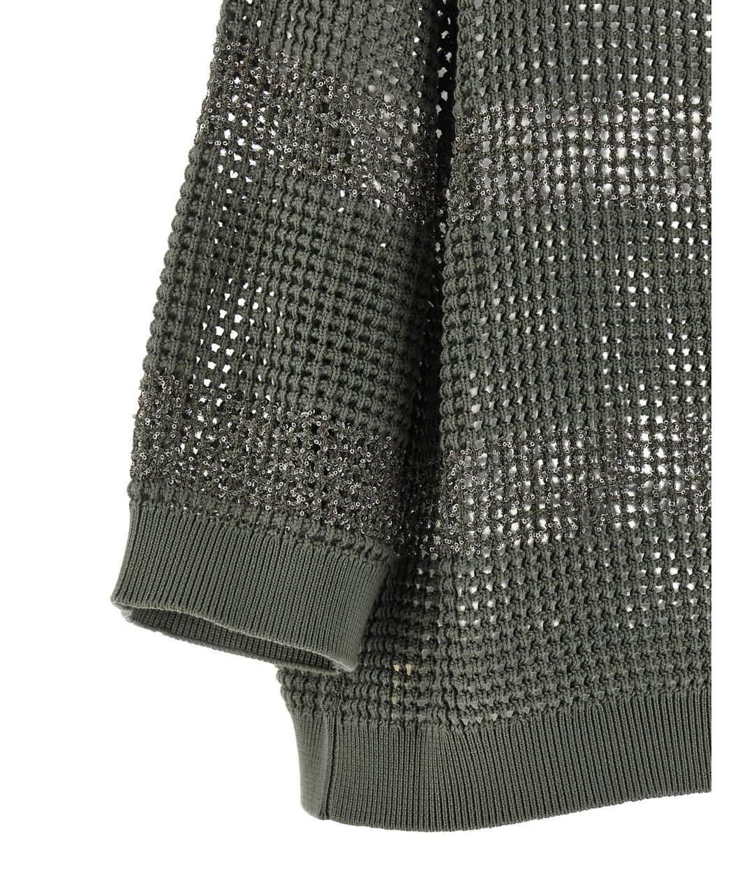 BRUNELLO CUCINELLI Зеленый хлопковый джемпер / свитер, фото 4