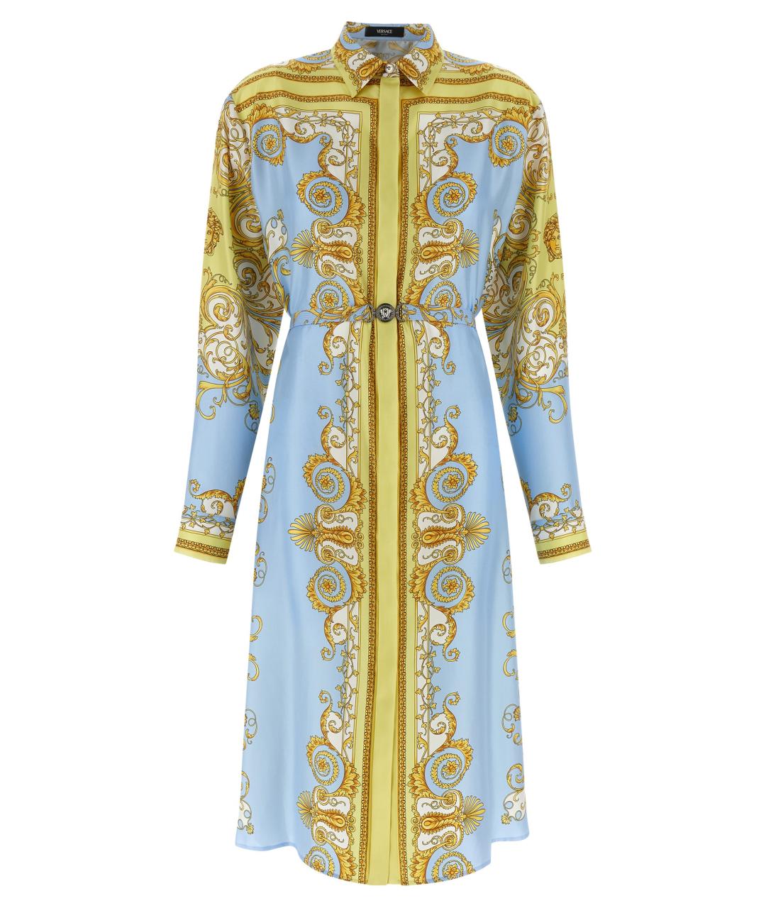 VERSACE Голубое шелковое платье, фото 1