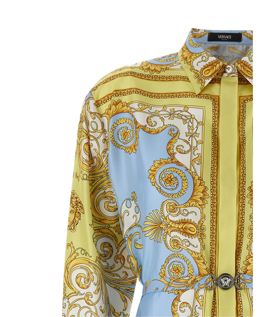 VERSACE Голубое шелковое платье, фото 3