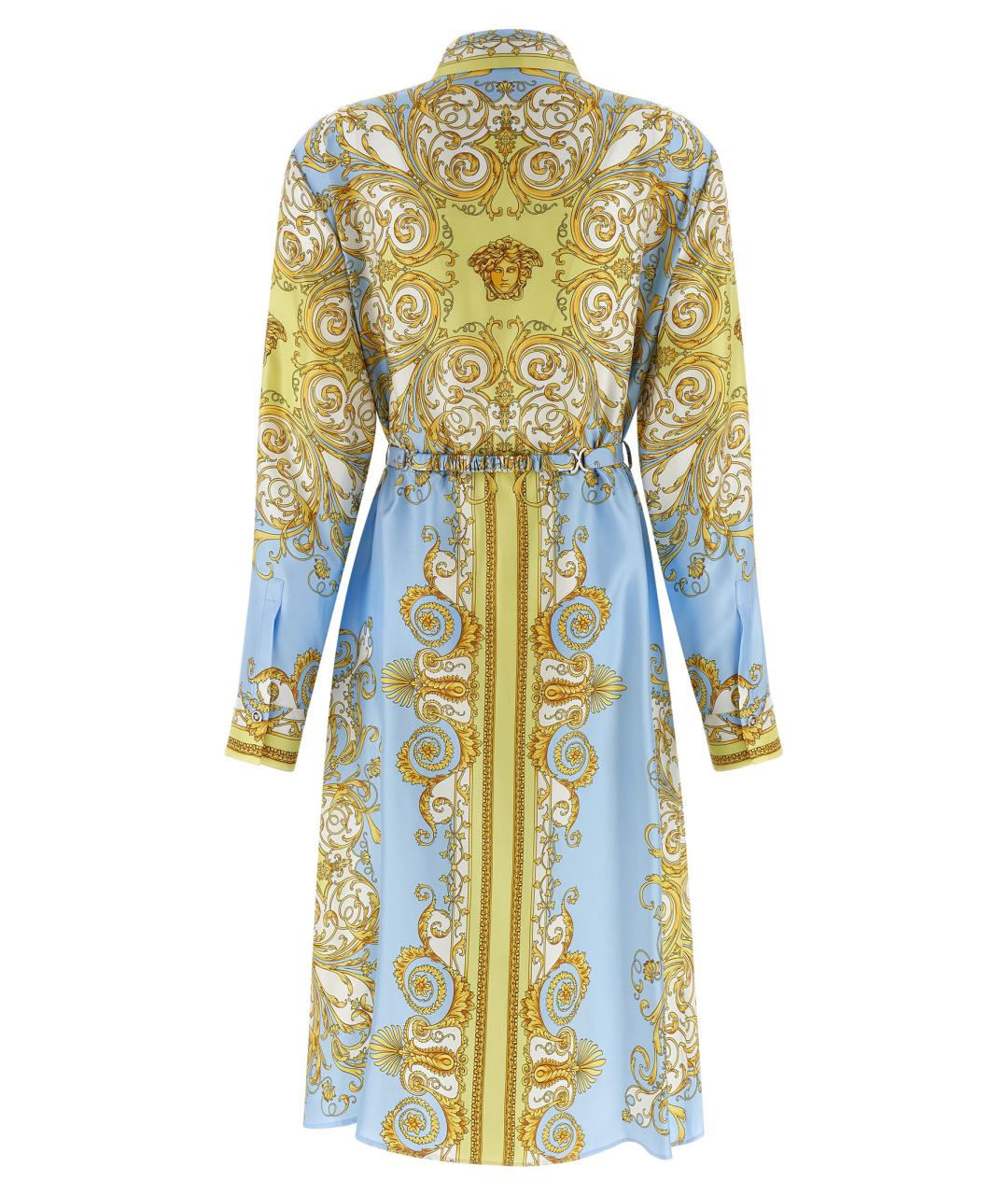 VERSACE Голубое шелковое платье, фото 2