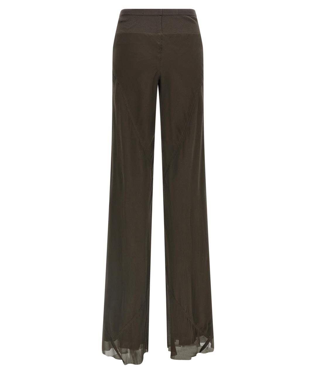 RICK OWENS Коричневые шелковые прямые брюки, фото 2