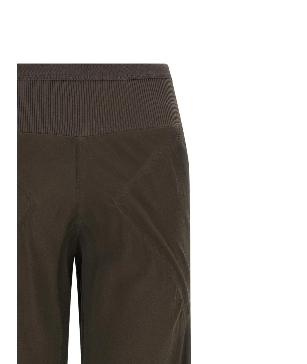 RICK OWENS Коричневые шелковые прямые брюки, фото 3