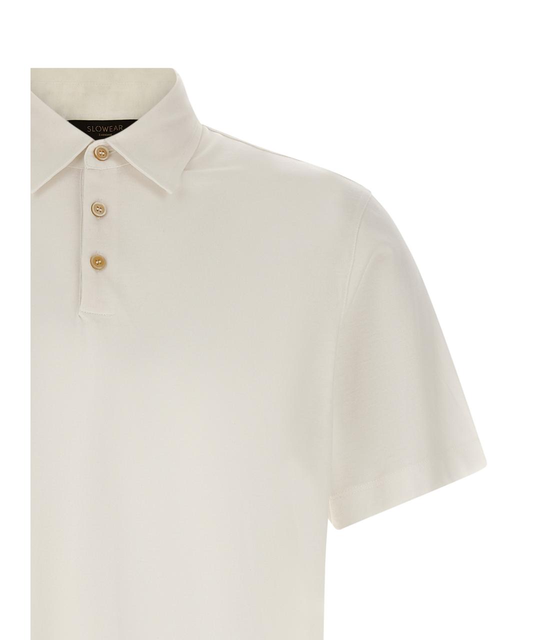 ZANONE Белое хлопковое поло с коротким рукавом, фото 3