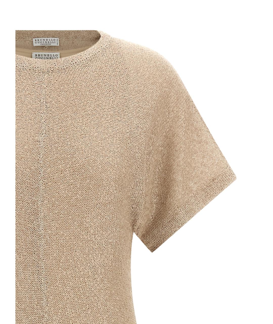 BRUNELLO CUCINELLI Бежевое льняное повседневное платье, фото 3