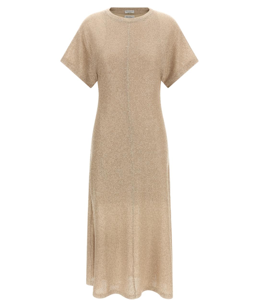 BRUNELLO CUCINELLI Бежевое льняное повседневное платье, фото 1