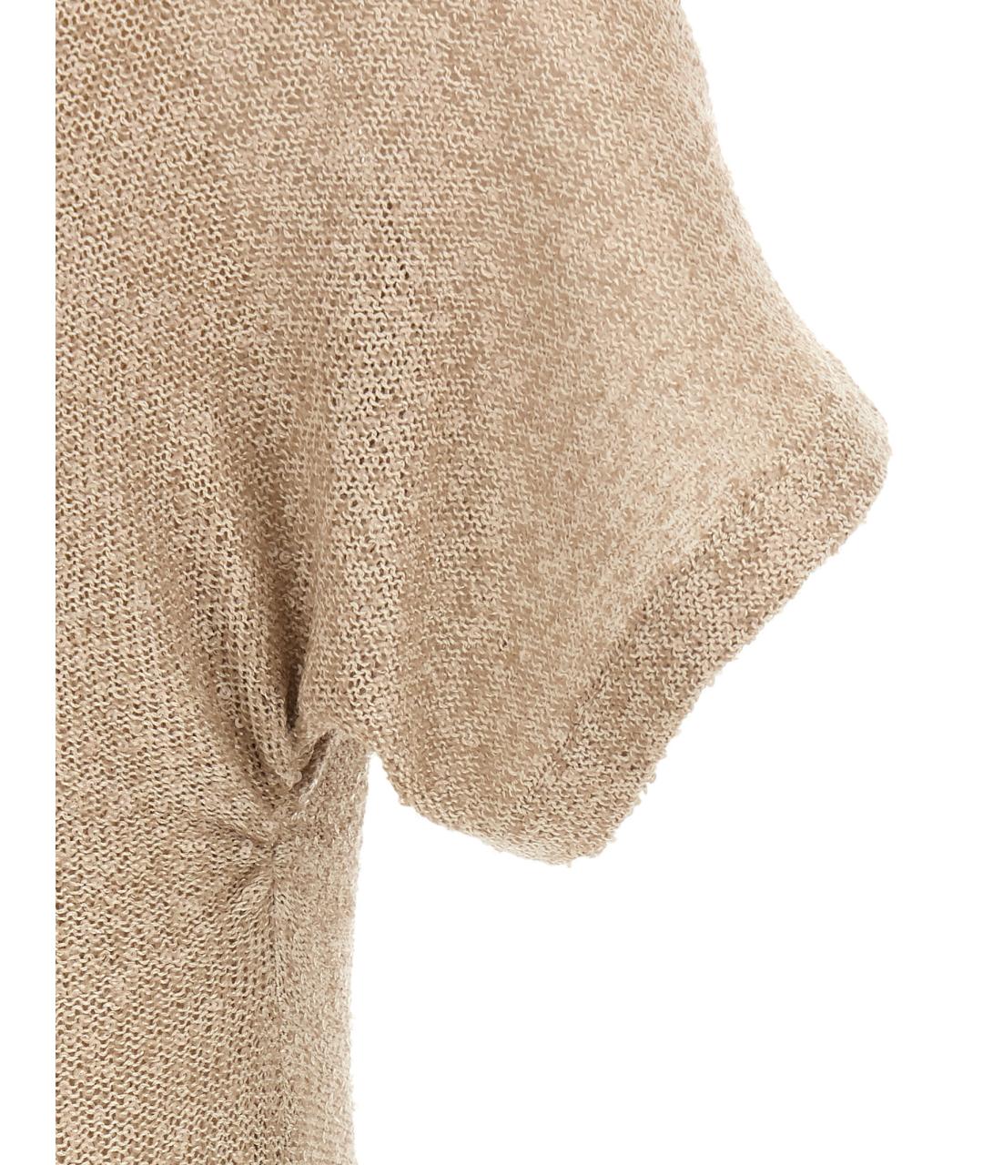 BRUNELLO CUCINELLI Бежевое льняное повседневное платье, фото 4