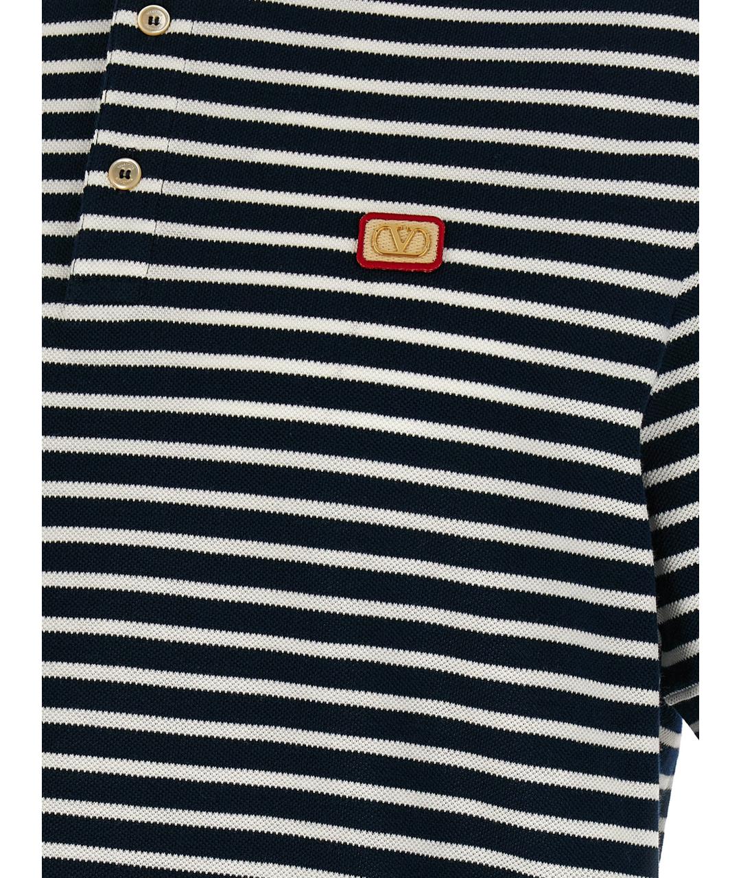 VALENTINO Синее хлопковое поло с коротким рукавом, фото 4