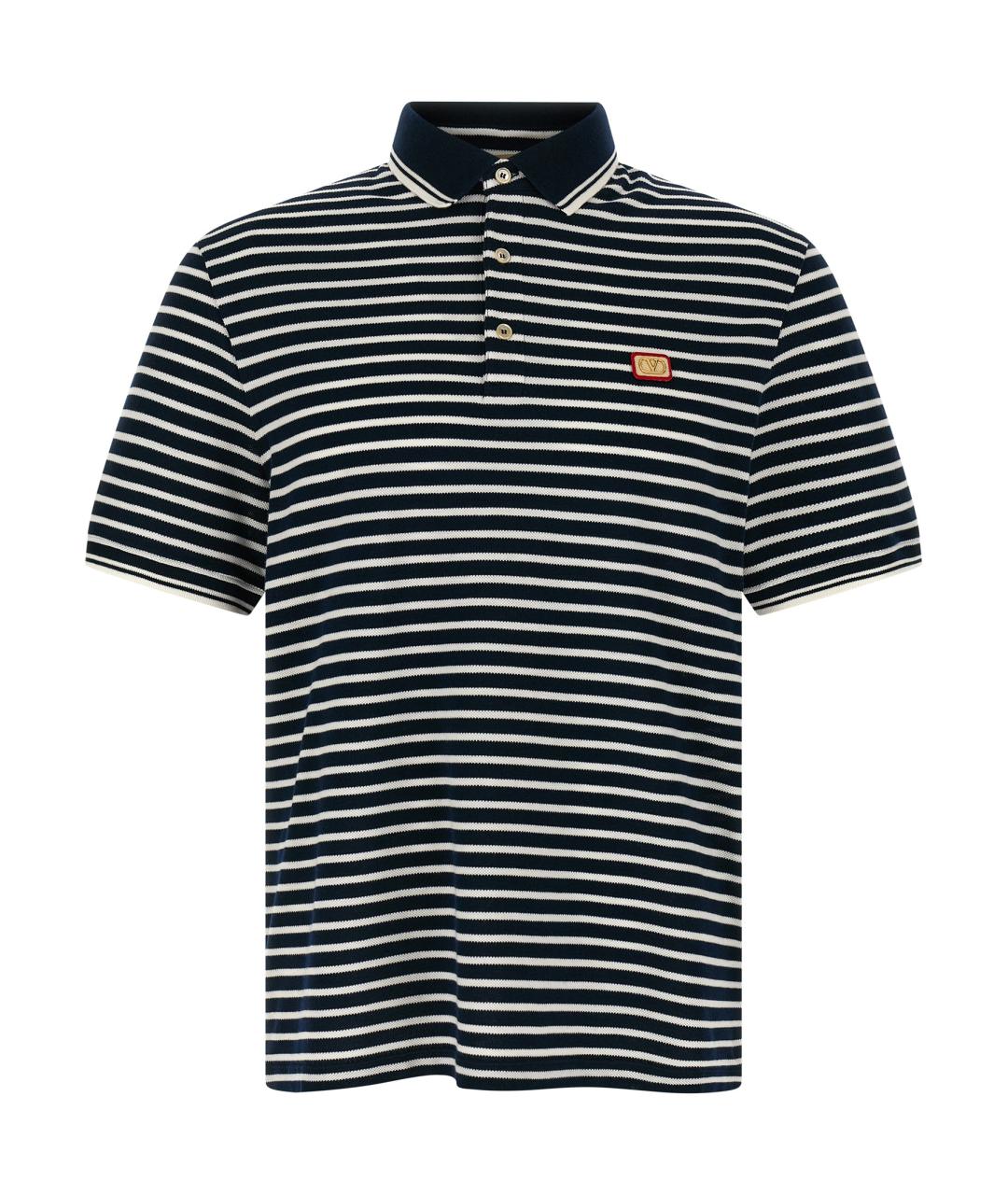 VALENTINO Синее хлопковое поло с коротким рукавом, фото 1