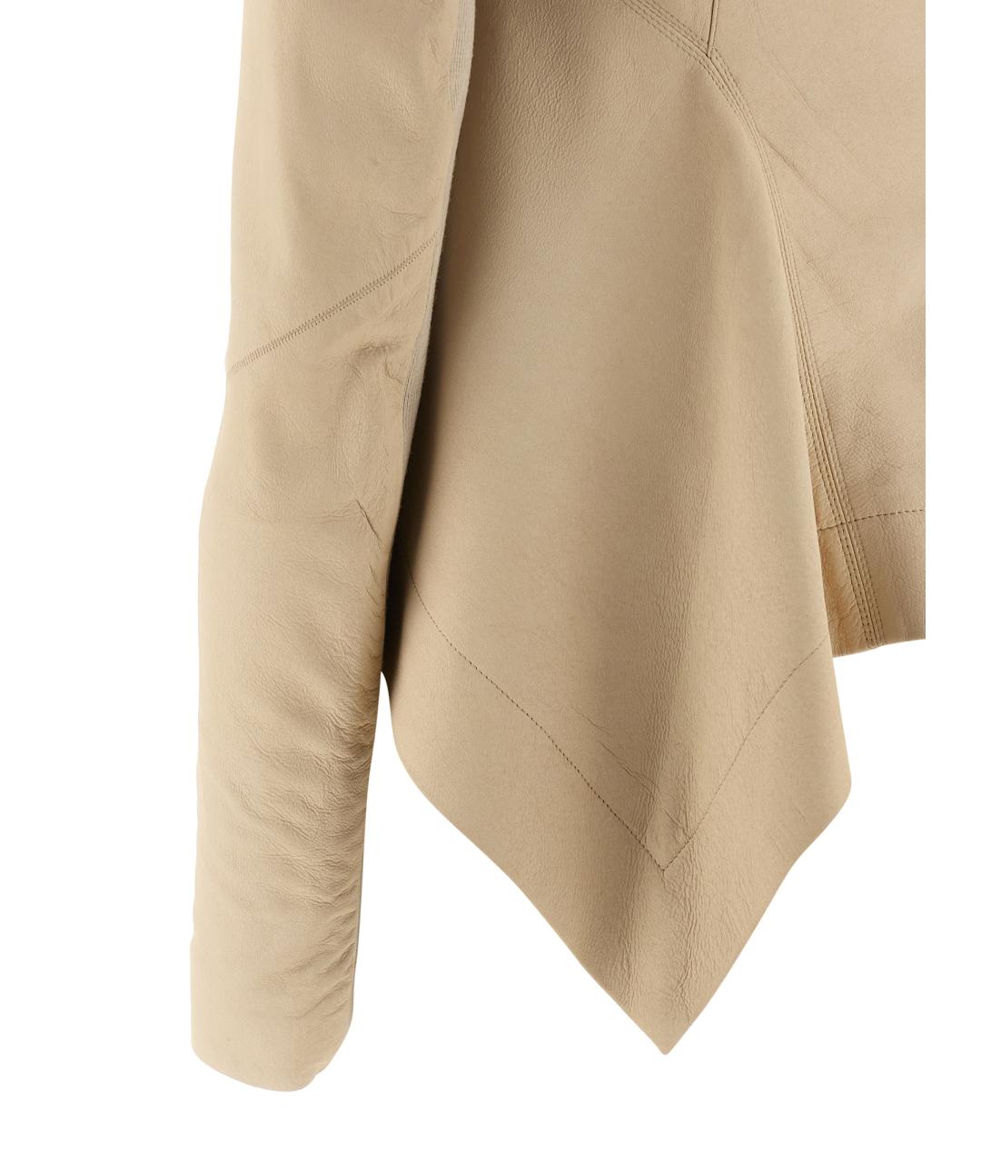 RICK OWENS Бежевая кожаная куртка, фото 4