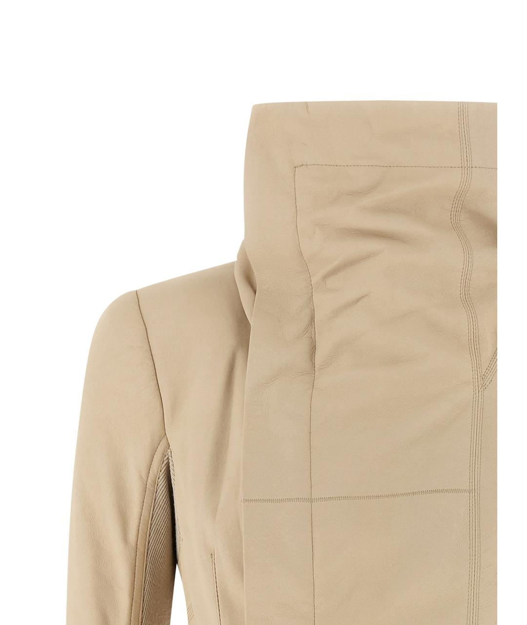 RICK OWENS Бежевая кожаная куртка, фото 3