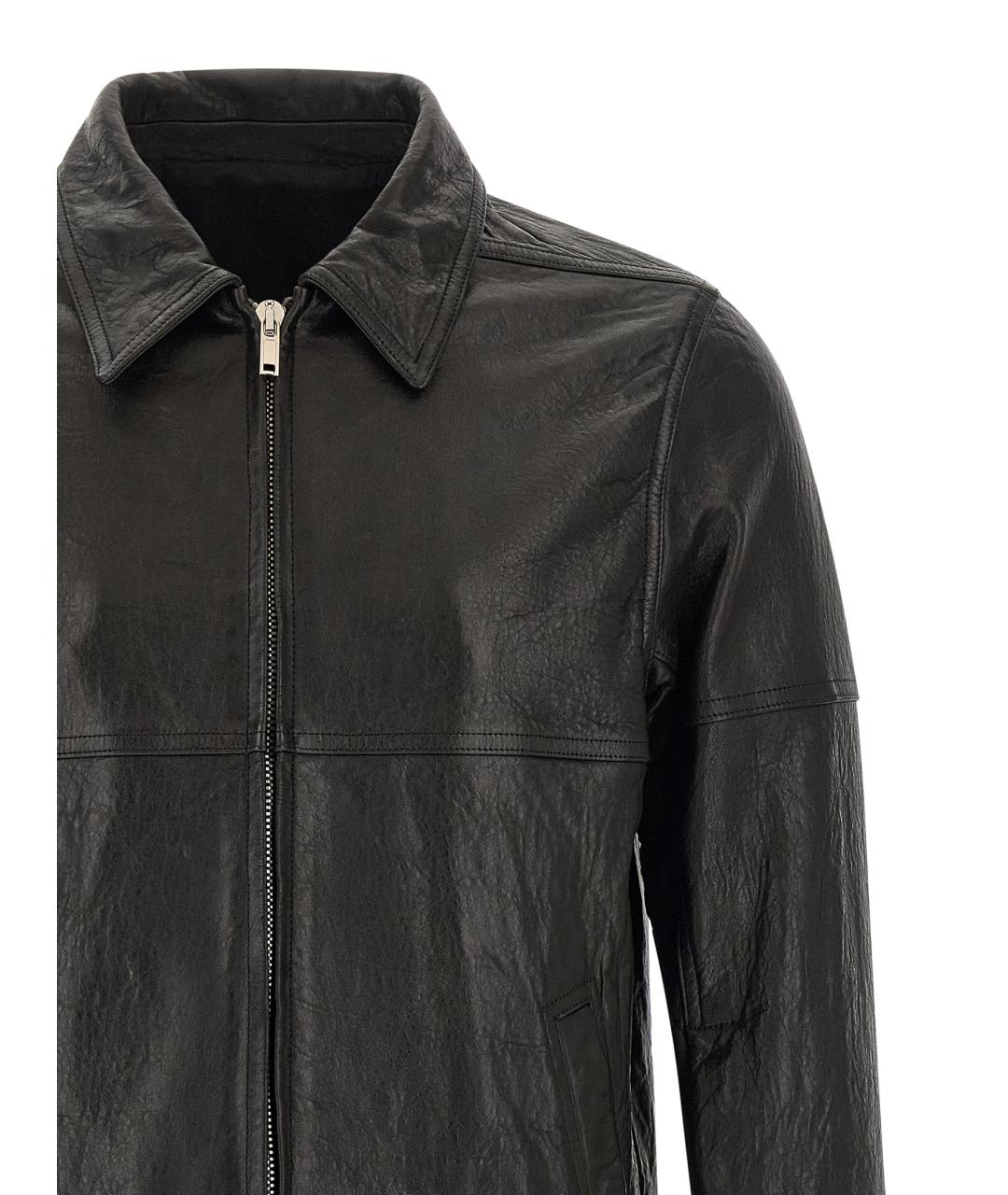 RICK OWENS Черная кожаная куртка, фото 3