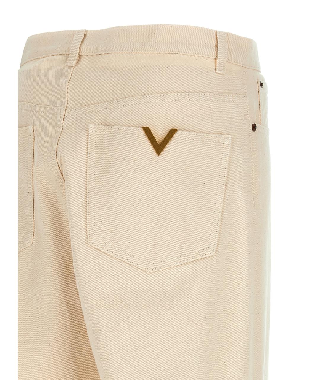 VALENTINO Бежевые хлопковые прямые джинсы, фото 4