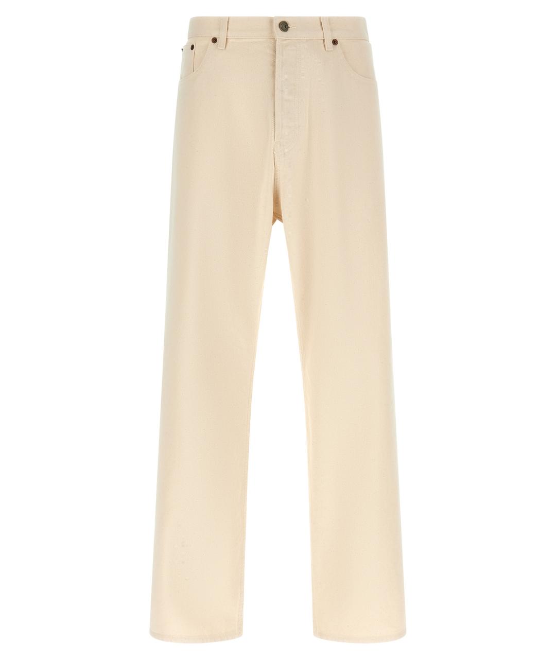 VALENTINO Бежевые хлопковые прямые джинсы, фото 1